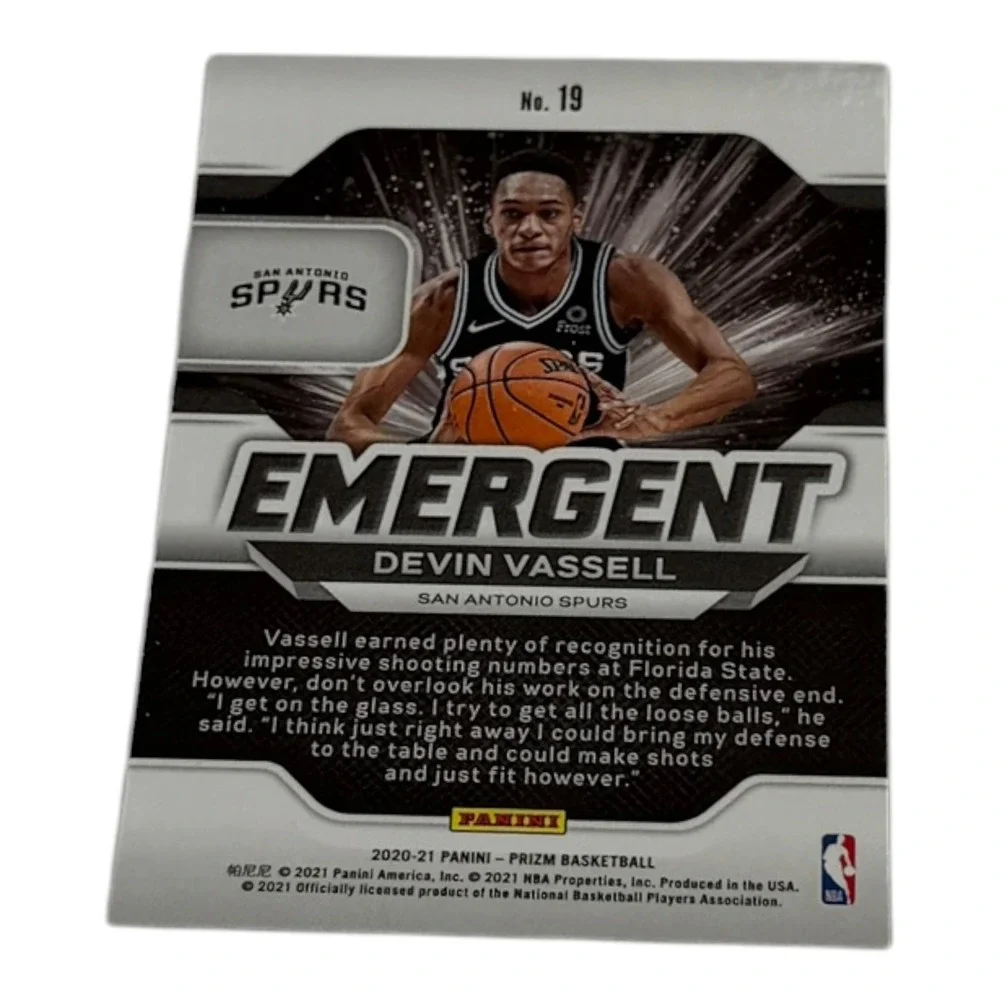 2020-21 Panini Prizm Devin Vassell Emergent Rookie RC #19 San Antonio Spurs‎ NBA